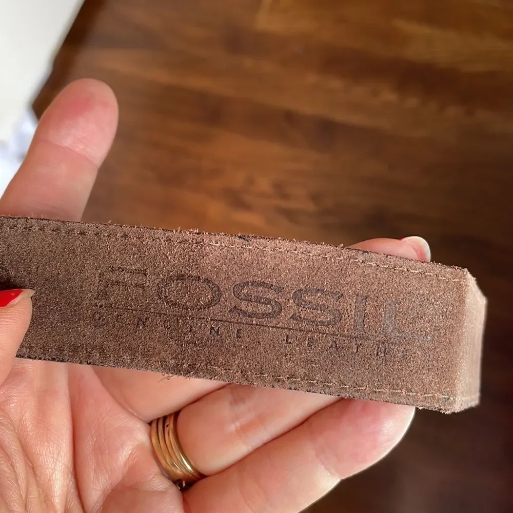 Vintage Fossil brown leather “patches” belt‎